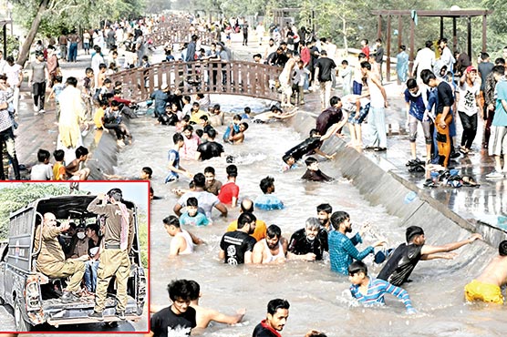 پابندی-نظر-انداز:نہر-پر-نہانے-والوں-کا-رش،گرفتاریاں