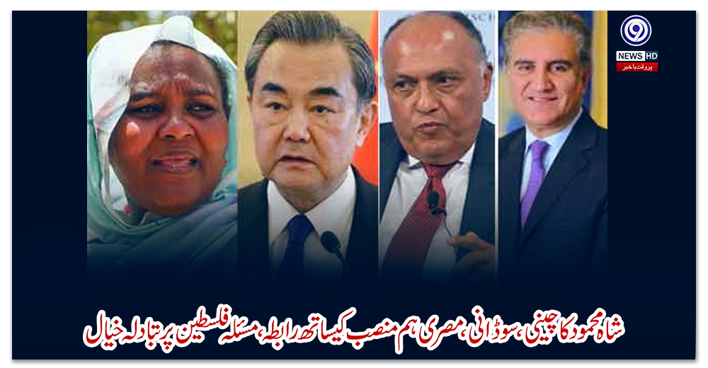 شاہ-محمود-کا-چینی،-سوڈانی،-مصری-ہم-منصب-کیساتھ-رابطہ،-مسئلہ-فلسطین-پر-تبادلہ-خیال
