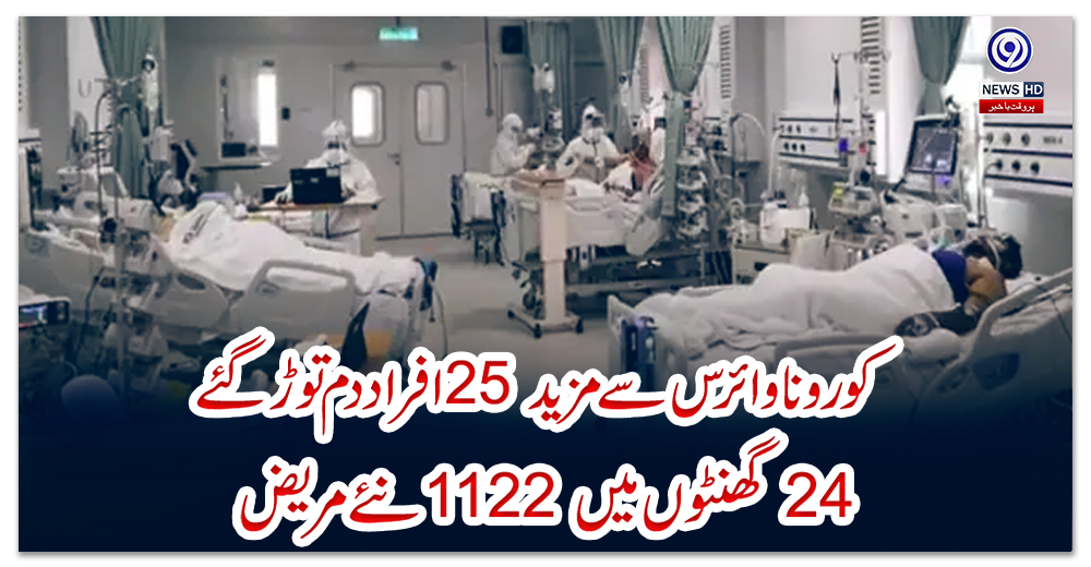 کورونا-وائرس-سے-مزید-25-افراد-دم-توڑ-گئے،-24-گھنٹوں-میں-1122-نئے-مریض